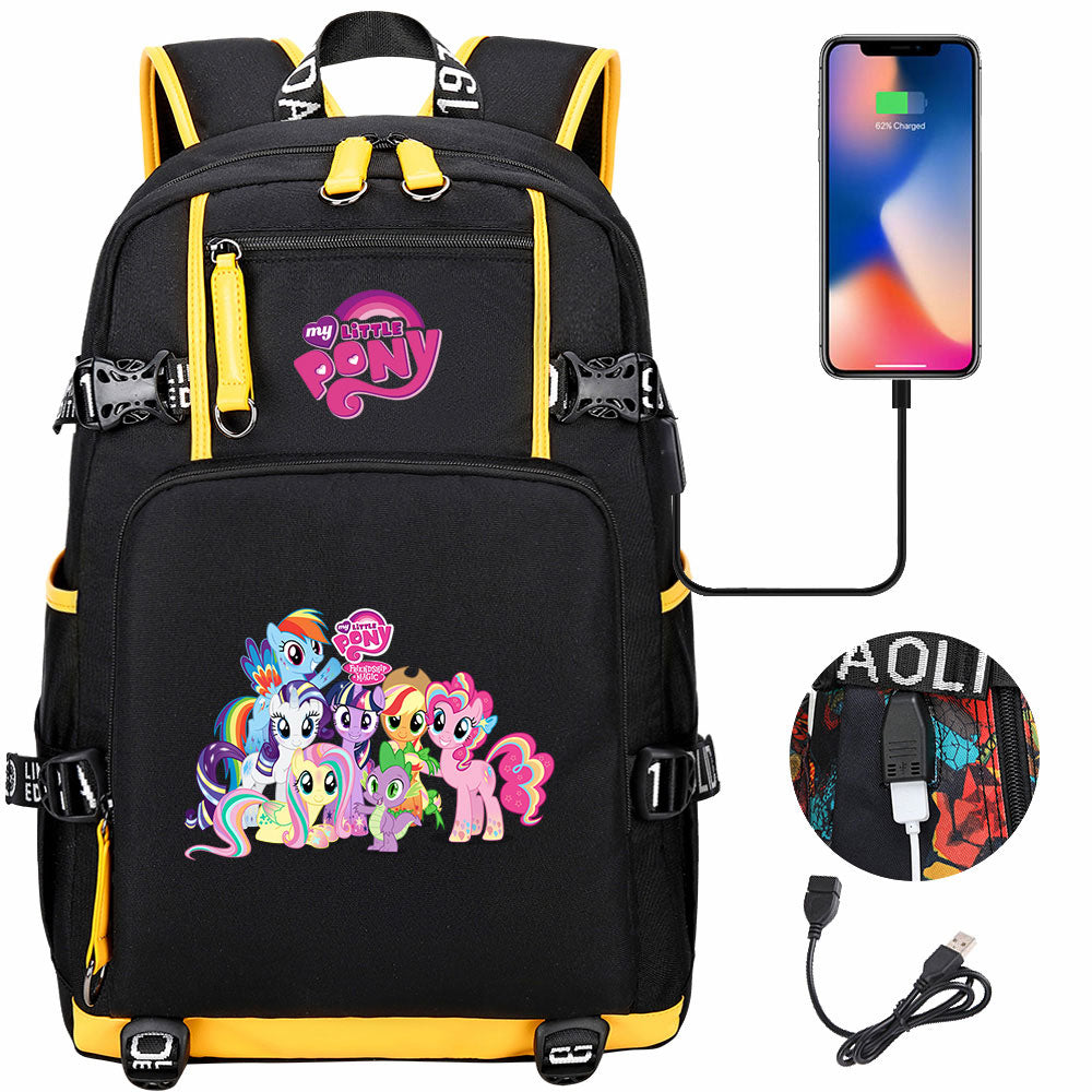 My Little Pony USB Charging Backpack School NoteBook Laptop Travel Bags
