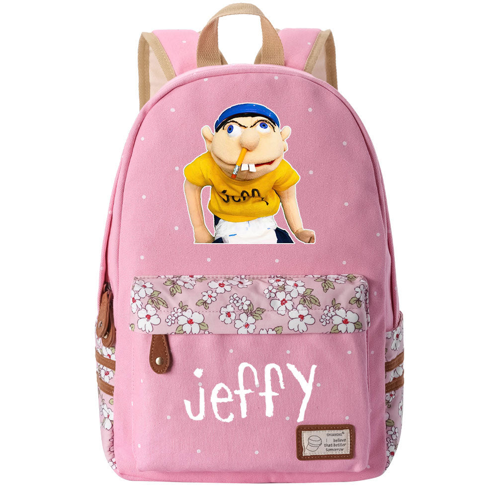 Jeffy Canvas Travel Backpack School Bag For Girl Kids Boy