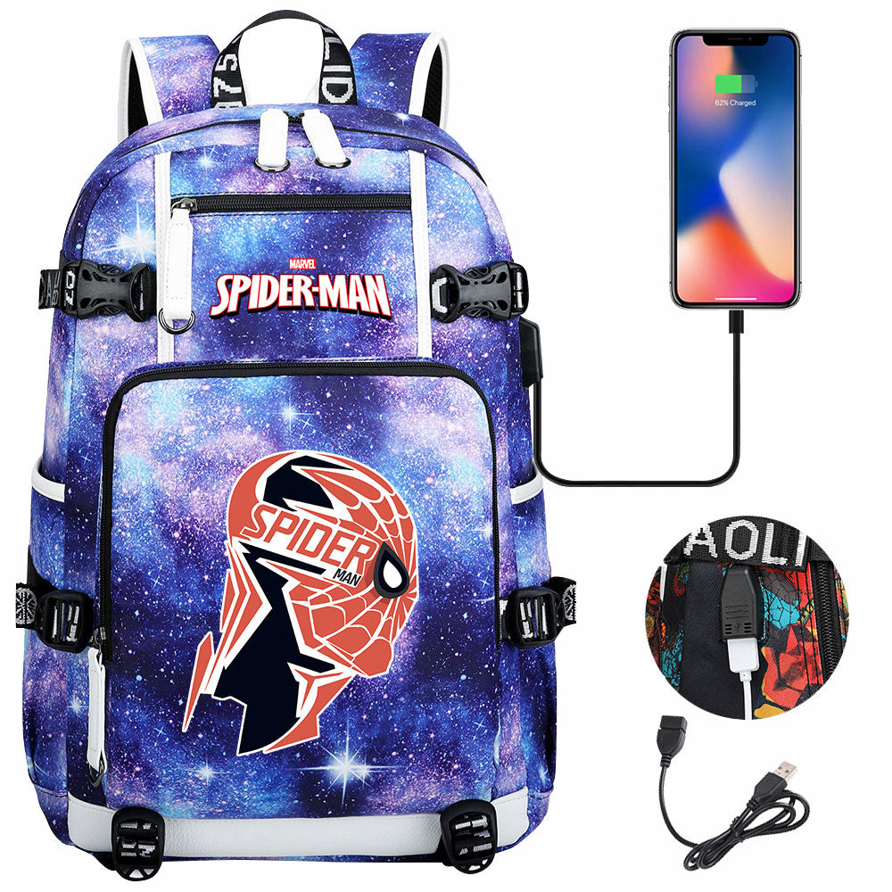 Spiderman Superhero Gwen Miles Morales  USB Charging Backpack School NoteBook Laptop Travel Bags