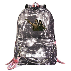 The Walking Dead USB Charging Backpack Shoolbag Notebook Bag Gifts for Kids Students