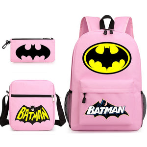 Batman SchoolBag Backpack Shoulder Bag Book Pencil Bags  3pcs Set