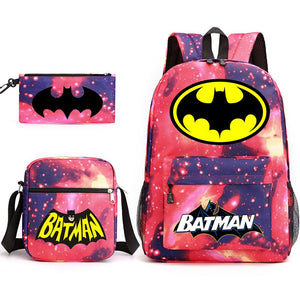 Batman SchoolBag Backpack Shoulder Bag Book Pencil Bags  3pcs Set