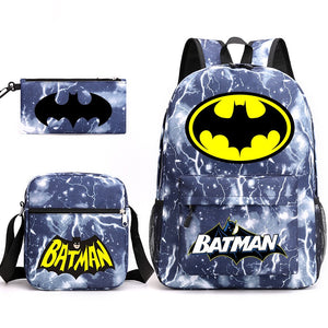 Batman SchoolBag Backpack Shoulder Bag Book Pencil Bags  3pcs Set