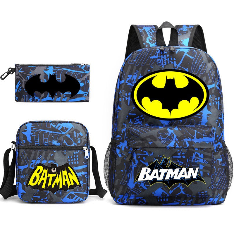 Batman SchoolBag Backpack Shoulder Bag Book Pencil Bags  3pcs Set