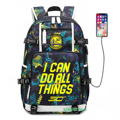Golden State Basketball Curry #3 USB Charging Backpack School NoteBook Laptop Travel Bags