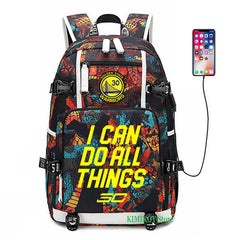 Golden State Basketball Curry #3 USB Charging Backpack School NoteBook Laptop Travel Bags