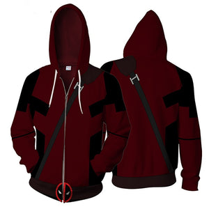 Deadpool Superhero Cosplay Hoodie Sweatshirt Sweater Unisex Zipper Jacket Coat