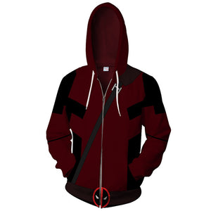 Deadpool Superhero Cosplay Hoodie Sweatshirt Sweater Unisex Zipper Jacket Coat