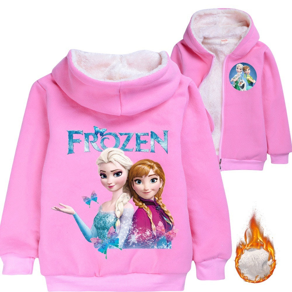Frozen Princess Pullover Hoodie Sweatshirt Autumn Winter Unisex Sweater Zipper Jacket for Kids Boy Girls
