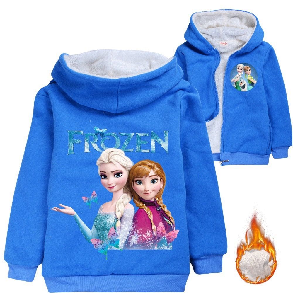 Frozen Princess Pullover Hoodie Sweatshirt Autumn Winter Unisex Sweater Zipper Jacket for Kids Boy Girls