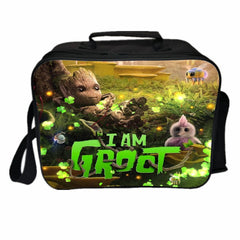 Groot PU Leather Portable Lunch Box School Tote Storage Picnic Bag