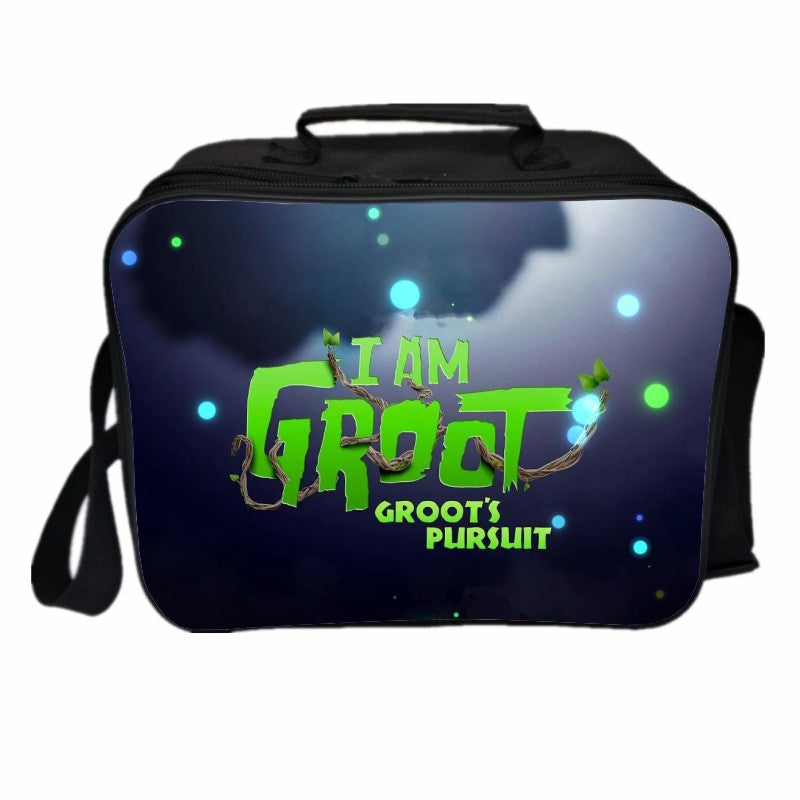 Groot PU Leather Portable Lunch Box School Tote Storage Picnic Bag