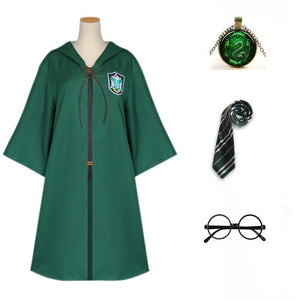 Harry Potter #13 Cosplay  Robe Cloak Clothes Slytherin Green Quidditch Costume Magic School Party Uniform
