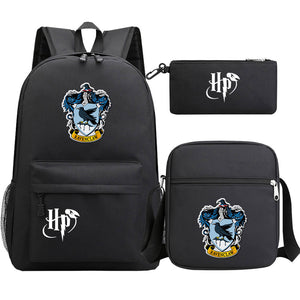 Harry Potter Hogwarts SchoolBag Backpack Shoulder Bag Book Pencil Bags  3pcs Set