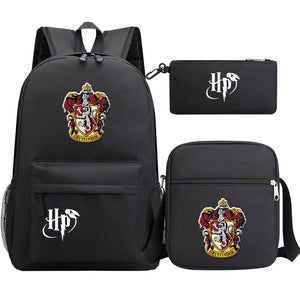 Harry Potter Hogwarts SchoolBag Backpack Shoulder Bag Book Pencil Bags  3pcs Set