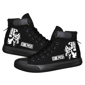 Anime One Piece Monkey D. Luffy High Top Canvas Sneakers Cosplay Shoes For Kids Luminous
