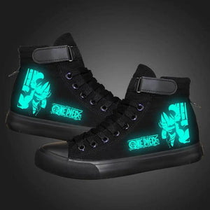 Anime One Piece Monkey D. Luffy High Top Canvas Sneakers Cosplay Shoes For Kids Luminous