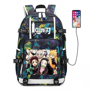 Demon Slayer Kimetsu no Yaiba #2 USB Charging Backpack School NoteBook Laptop Travel Bags