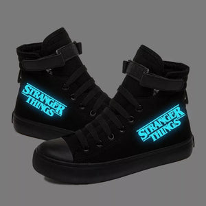Stranger Things #1 High Tops Casual Canvas Shoes Unisex Sneakers Luminous