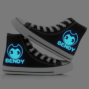 Bendy#1 High Tops Casual Canvas Shoes Unisex Sneakers For Kids Adults Luminous