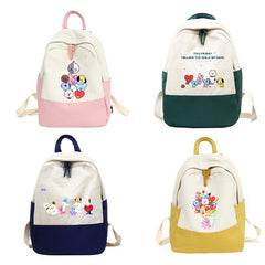BTS BT21 Backpack School Bags for Teenage Girls Travel Shoulder Canvas Bags
