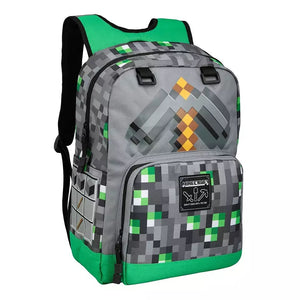 Game Minecraft Creeper Diamond Sword Canvas Travel Backpack School Bag Water Proof