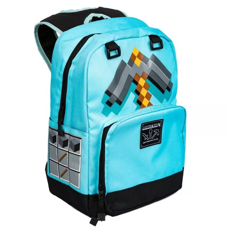 Game Minecraft Creeper Diamond Sword Canvas Travel Backpack School Bag Water Proof