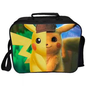 Detective Pokemon Go Pikachu #15 PU Leather Portable Lunch Box School Tote Storage Picnic Bag