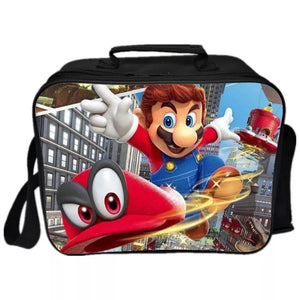 Game Super Mario #1 PU Leather Portable Lunch Box School Tote Storage Picnic Bag