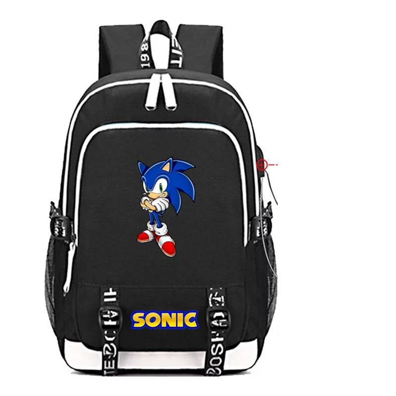 The Hedgehog USB Charging Backpack School Note Book Laptop Travel Bags