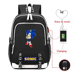 The Hedgehog USB Charging Backpack School Note Book Laptop Travel Bags