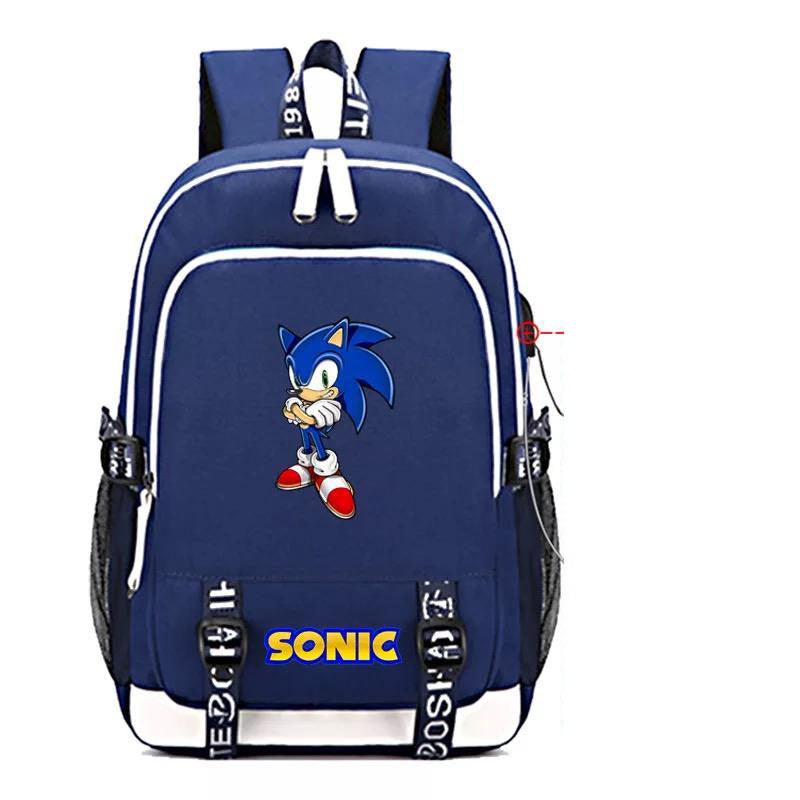 The Hedgehog USB Charging Backpack School Note Book Laptop Travel Bags