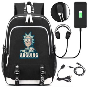 Anime Rick And Morty #1  USB Charging Backpack School Note Book Laptop Travel Bags