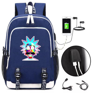 Anime Rick And Morty #2 USB Charging Backpack School Note Book Laptop Travel Bags