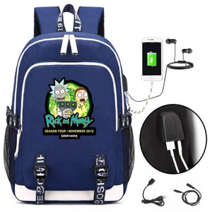 Anime Rick And Morty #5 USB Charging Backpack School Note Book Laptop Travel Bags