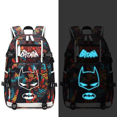 Batman #1 USB Charging Backpack School NoteBook Laptop Travel Bags Luminous