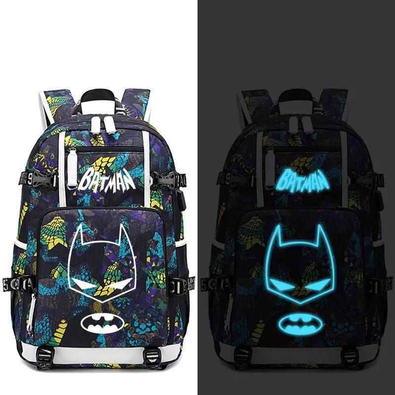 Batman #1 USB Charging Backpack School NoteBook Laptop Travel Bags Luminous