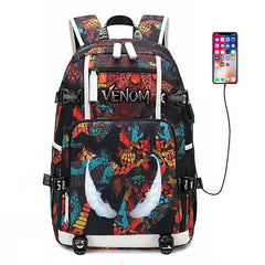 Venom USB Charging Backpack School NoteBook Laptop Travel Bags
