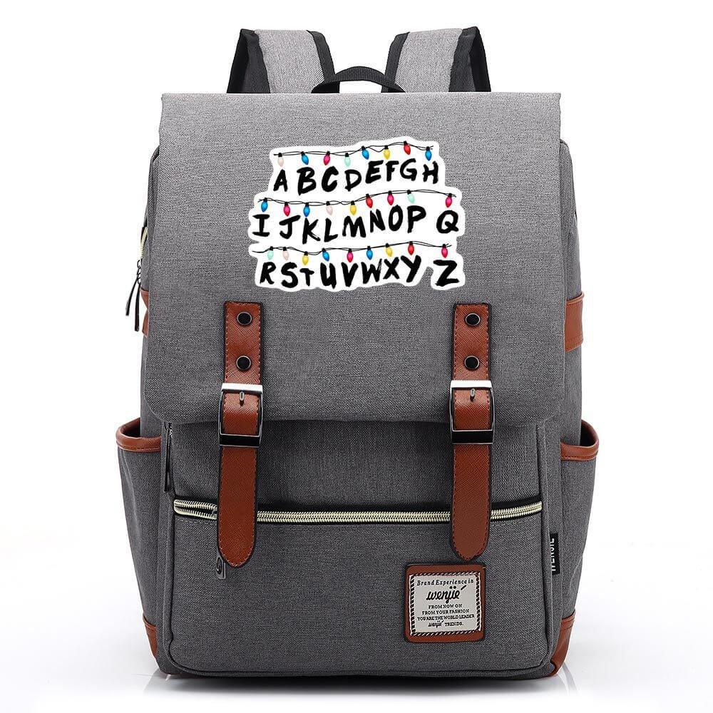 Stranger Things Alphabet Canvas Travel Backpack School Bag