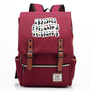 Stranger Things Alphabet Canvas Travel Backpack School Bag