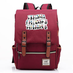 Stranger Things Alphabet Canvas Travel Backpack School Bag