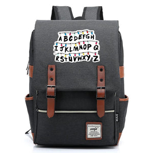 Stranger Things Alphabet Canvas Travel Backpack School Bag
