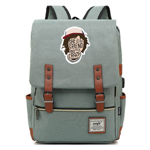 Stranger Things Dustin Hat Canvas Travel Backpack School Bag