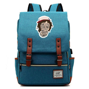 Stranger Things Dustin Hat Canvas Travel Backpack School Bag
