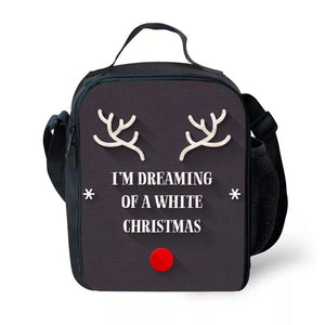 White Christmas Lunch Box Bag Lunch Tote For Kids
