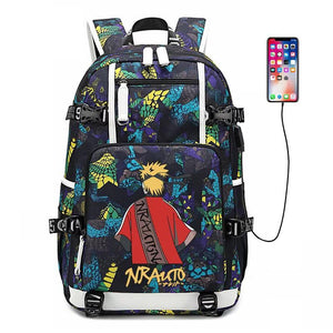 Anime Naruto Uzumaki Hatake Kakashi Uchiha Sasuke #17 USB Charging Backpack School NoteBook Laptop Travel Bags
