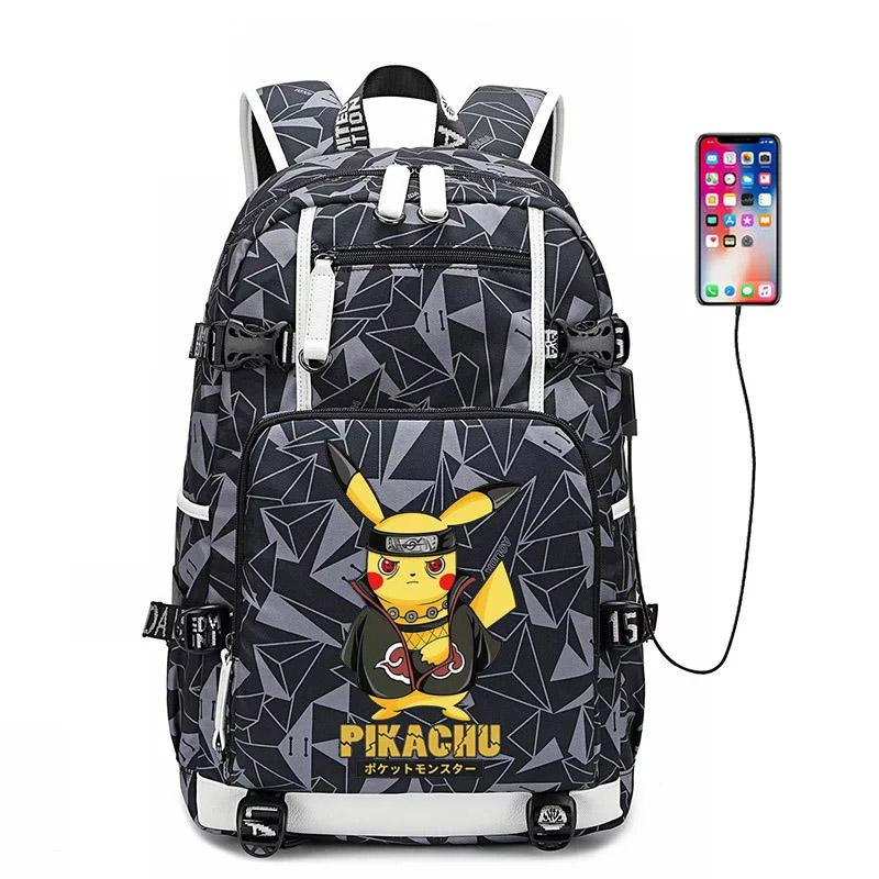 Game Pokemon Pikachu #3 USB Charging Backpack School NoteBook Laptop Travel Bags