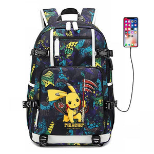 Game Pokemon Pikachu #4 USB Charging Backpack School NoteBook Laptop Travel Bags