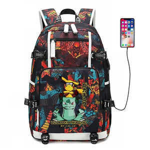 Game Pokemon Pikachu #1 USB Charging Backpack School NoteBook Laptop Travel Bags