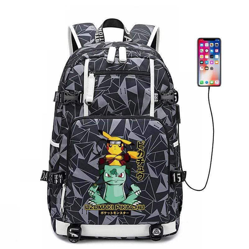 Game Pokemon Pikachu #1 USB Charging Backpack School NoteBook Laptop Travel Bags